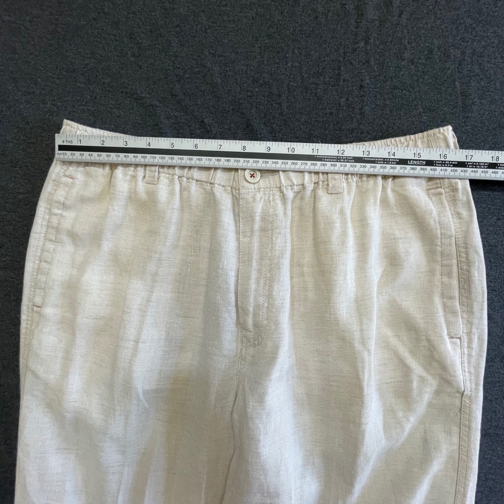 Tommy Bahama Relax Mens 100% Linen Pants Beige Oatmeal Elastic Back Waist Large‎ - Picture 8 of 9